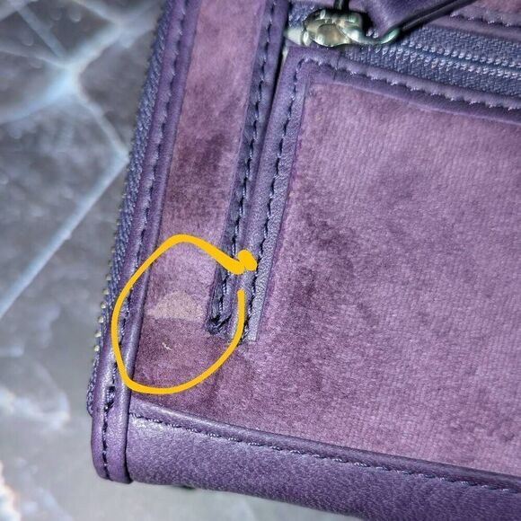 Juicy Couture Y2K "Juicy No 1" Royal Purple Terry Cloth Vintage Zip Wallet - Picture 7 of 9